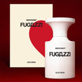 FUGAZZI Eau de Parfum bottle by BORNTOSTANDOUT with elegant packaging featuring a heart design.